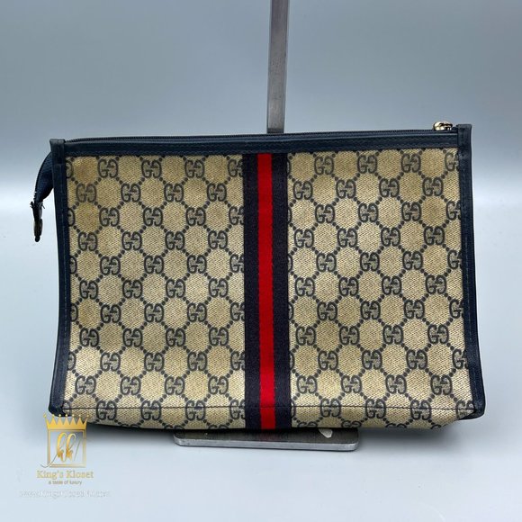 Gucci Canvas Leather Pouch Bag - Picture 1 of 6